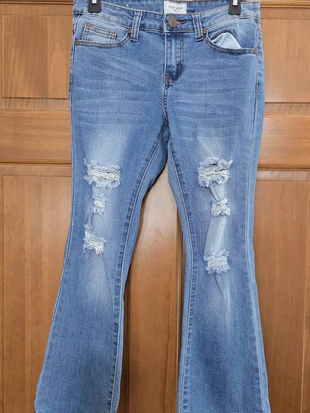 GOGO Light Blue Distressed Boot Cut Jeans